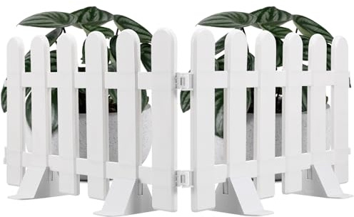 Hemobllo Clôture de Jardin Blanche 2 Pièces 50X30 CM en Plastique Robuste avec Bases Renforcées Clôture à Piquets Décorative pour Allée Pelouse et Parterres pour Jardin Terrasse et