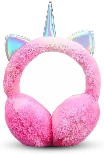 Lotsdonxia Unicorn Horn Earmuffs for Womens Girl Kids,Soft Ear Protectors,Cute Fashion Winter Warm Plush Unicorn Ear Muffs for Kid Christmas,Birthday(Purple)