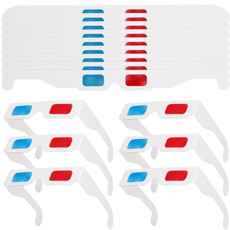 Holibanna 80pcs 3D Paper Glasses: Red and Cyan Lens in White Frame Anaglyph Cardboard for Movies, DVDs, and Online Content, Lightweight & Disposable