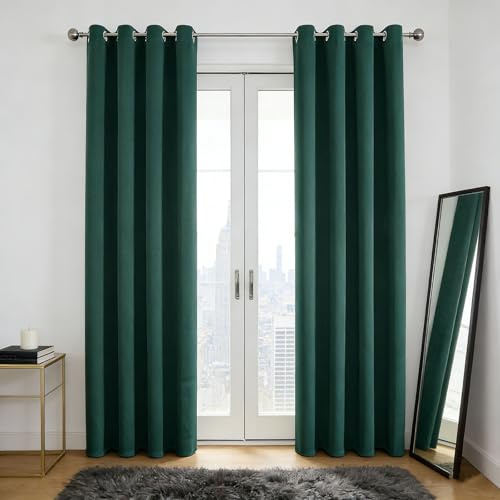Mörkläggningsgardiner 70 x 150 cm Ljudisolerande Avskildhet Solblockerande Rumsförmörkande Ljusfiltrerande Sovrumsgardiner för Sovrummet, Mörkgrön