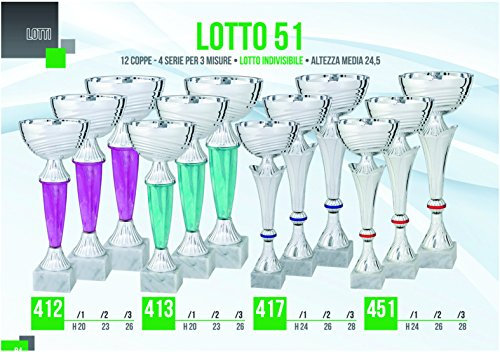 Grafilandia Coppe per premiazioni Sportive - Lotto 51: 12 Coppe - 4 Serie per 3 Misure
