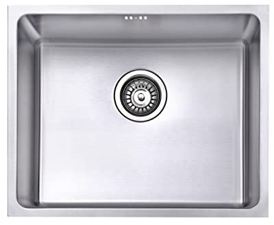 JASSFERRY Undermount Stainless Steel Kitchen Sink 1 Single Deep Square Bowl with Strainer Waste kit, 540 x 440 mm
