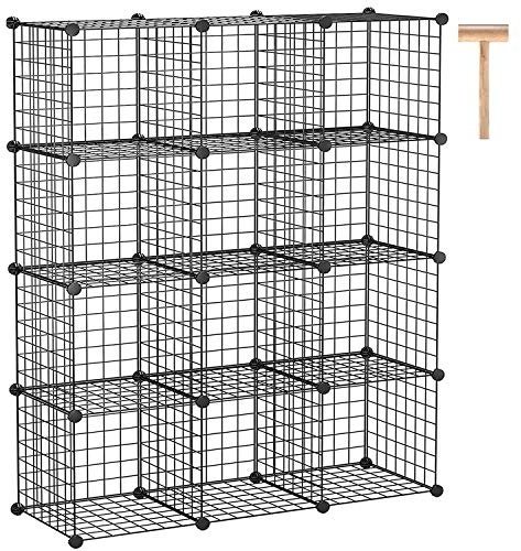 C&AHOME C&HOGAR Almacenamiento de Cubos de Alambre, Estante Modular para Libros, Armario Ideal para Dormitorio, Oficina 36.6 Pulgadas de Largo x 12.4 Pulgadas de Ancho 48.4 Pulgadas de Alto Negro