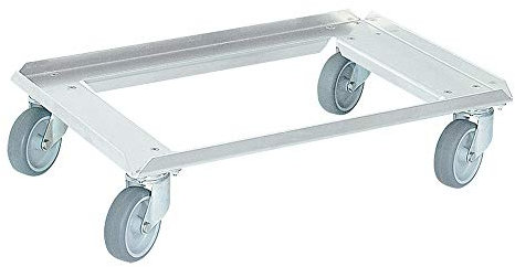 BRB Transportroller/Logistikroller aus Edelstahl für Behälter 600x400 mm oder 2X 400x300 mm, offenes Deck, Tragkraft 250 kg