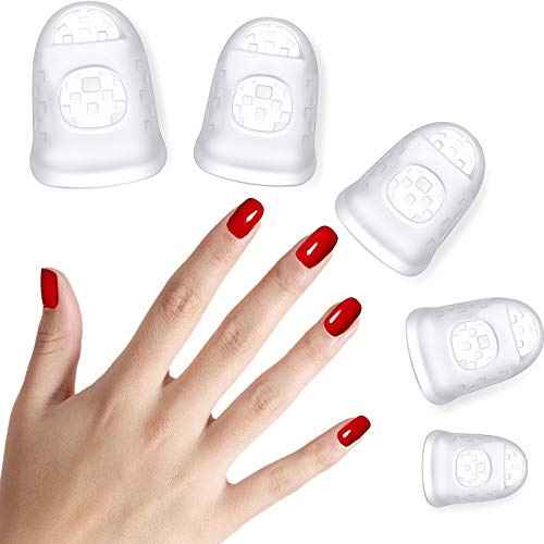 40 Pieces Guitar Fingertip Protectors Silicone Finger Guards Anti-Slip Finger Protection Covers Caps for Stringed Instruments Guitar Mandolin Bass Counting Sewing, 5 Sizes (Transparent) | Anti‑slip Finger Protection Guards Caps for Stringed Instrument, Guitar Mandolin Bass, Counting Sewing Finger Cover