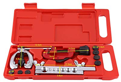 Brake Pipe Flaring Tools,10 Pcs Flaring Tool Metric Pipe Flaring Kit and Cutting Kit Brake Fuel Tube Repair Flare Tool Set for Pipe Cutting Flaring