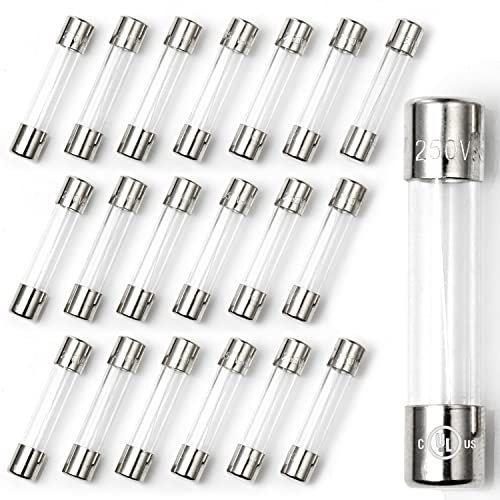 Chanzon 20 Stück VDE Prüf 6x30 8A Sicherungen Sicherung Glassicherung Glasrohrsicherung Feinsicherung Schnelle Glas Sicherung 125V Glas AGC-Patronen-Rohrsicherung schnell durchgebrannt 250 V