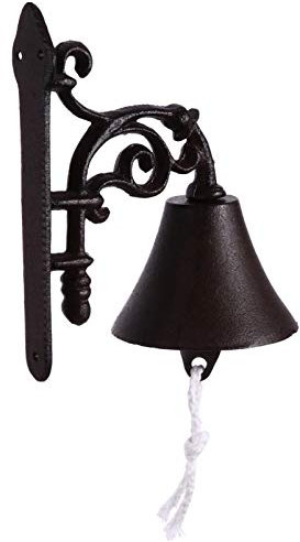 YARNOW 1 Set Gusseisen-Wandglocke Weihnachtsglocken Willkommen Schiffsglocke Hand Schütteln Türglocke Wandmontage Abendessen Glocke Metall Wandkunst Dekoration für Innen Außen Garten Haus