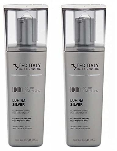Tec Italy Lumina Silver Shampoo for Natural Gray and White Hair 10.1 oz (Pack of 2)