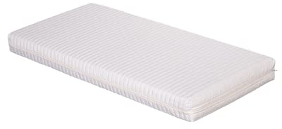 EVERGREENWEB Matratze für Babybett, Kinderbett, Höhe 10 cm, mit abnehmbarem und waschbarem Bezug, maschinenwaschbar, mit Kissen gegen Erstickungsgefahr. (Weiß, 70 x 140 cm)