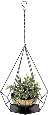 DanDiBo Blomampel inomhus metall vägg hängväxter 76 cm 96095 L med kruka 6 hörn växthängare blomhängare krukhängare blommor blomkruka hängare hängare hängkruka