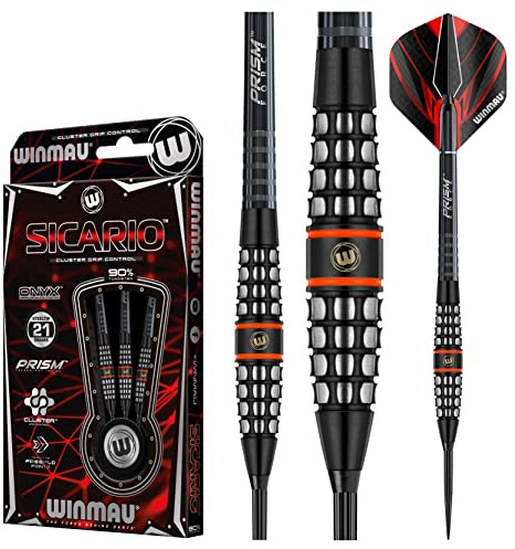 WINMAU Sicario 21 Gramm Wolfram Darts-Set mit Flights und Schäften (Schäfte)