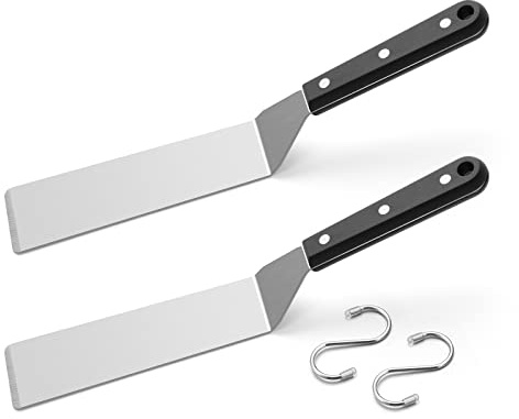 Metal Spatula Set, HaSteeL Stainless Steel Long Narrow Griddle Spatula, Heavy Duty Burger Turner Pancake Flipper with ABS Handle, Griddle Accessories Tools for BBQ Flat Top Cast Iron Grilling Cooking