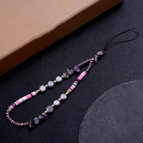 PTNKUIIY Handykette Bunt Handyanhänger, Kristall Telefon Charme Strap Perlen Handy Lanyard Handgelenk Bunte Perlenkette Anti-verlorene Handykette Auto Schlüsselbund Anhänger Handtasche Charme Damen
