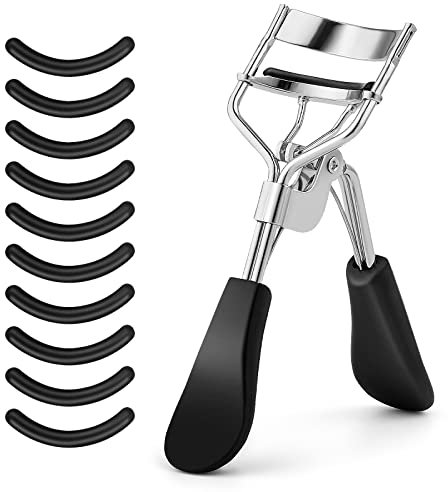 Sibba Recourbe Cils Professionnel avec 10 Coussinets de Rechange en Silicone SuppléMentaires pour Femmes et Filles Sans Pincement Ni Tirage S'Adapte à Toutes Les Formes D'yeux (Argent)