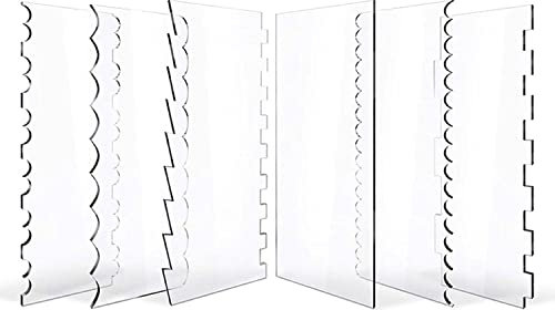 KOSTOO 6-teiliges Acryl-Kuchenschaber-Set, doppelseitig, gestreift, Kuchenglätter, 11 Muster für verschiedene Formen von Kuchenkanten, Kuchenkamm, Modellierwerkzeuge für Kuchendekoration