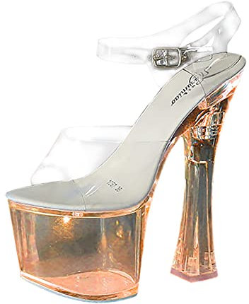 Schuhe Extra Weit Damen 17 cm dünne Ferse Pole Dance Plattform Modell zeigen sexy transparente High Heels Bankett Frauen große Mode Sandalen Damen Hohe Schuhe Winter
