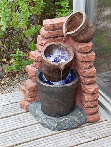 Fontana da giardino per interni/esterni Fontana da giardino per esterni Batteria di riserva Giardino per esterni Fontana ad angolo in mattoni ad energia solare per terrazza, patio, portico,