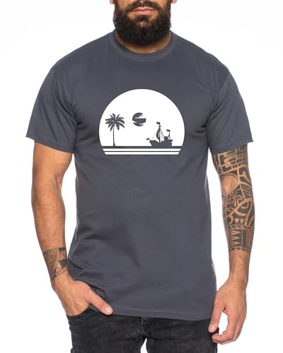 Sunrise Mary - Herren T-Shirt Straw Hat Luffy Zoro One Monkey D. Pirat Ace Piece Goku Anime Ruffy, Größe:XXL, Farbe:Dunkelgrau
