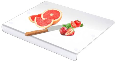Bvdfgk Tabla de cortar de acrílico con labio opuesto – Tabla de cortar transparente para encimera con labio, 45,7 x 33 cm, gran tabla de acrílico antideslizante para proteger la encimera de la cocina