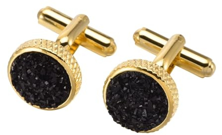 AMDXD Manschettenknöpfe Herren Retro, Rund Cufflinks Wedding, Silber/Gold/Schwarz Manschettenknöpfe Hochzeitsgeschenke