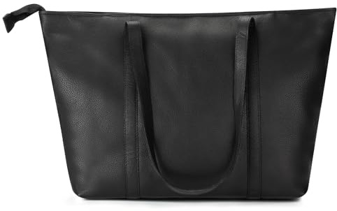 LEABAGS Leder Handtasche Juliana, Damen Premium Echtleder Shopper 16 inches, Business Laptoptasche groß und elegant, Damen Bags Vintage Tragetasche Große Kapazität für Arbeit Freizeit oder Einkauf
