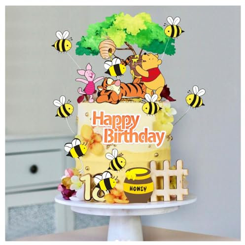 16 Unidades Decoración para Tartas de Abeja, Cumpleaños y Fiesta de Verano - Oso de la Selva, Cupcakes