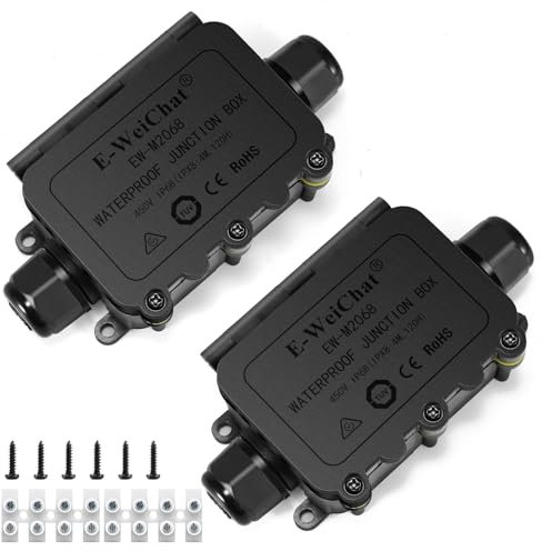 UNISOPH IP68 Outdoor Junction Boxs,2 Ways Waterproof Junction Box,Waterproof Junction Box Outdoor,Ip65 waterproof electrical Connector For Ø5mm-9mm Cable (2 Packs)