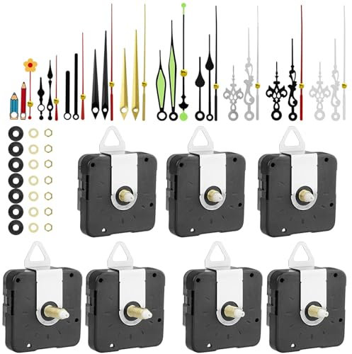 7 Stücke Uhrwerk für Wanduhr: Hoch Drehmoment Uhrwerk Für Wanduhr Mit 10 Satz Zeiger, Stilles Quarzuhrwerk Mechanismus Reparaturwerkzeug, Uhrwerk mit Zeiger, DIY Uhr Ersatzteile (13/15/22mm Welle)