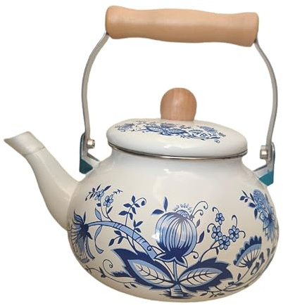 SiaBiced Moderner Induktionskessel 2,5 L, Teekessel mit Henkel, großvolumige Teekanne mit emaillierter Innenbeschichtung für Induktionsherd, Gasherd und Elektroherd, stil c