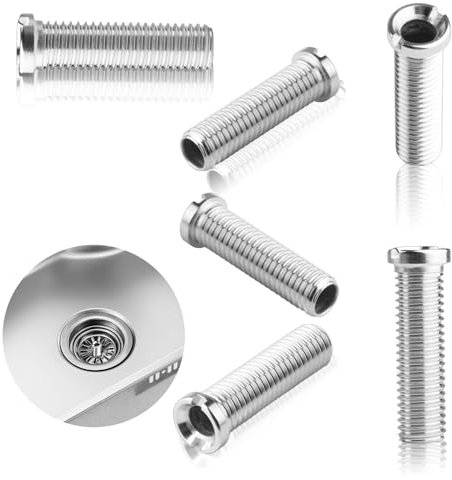 6 Pz Vite Cava per Lavello 45mm Universale, Vite Cava Tappo Lavandino Cucina in Acciaio Inox M12 per Scarichi Valvola 1,5 3,5