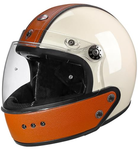 Vintage-Integral-Motorradhelm, Motorrad-Jet-Helme, DOTECE-zugelassene Retro-Integralhelme mit Sonnenblende, Motocross-Helme, Offroad-Integral-Halbhelm