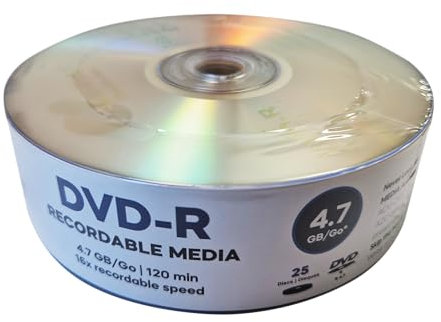 ACU-DISC Pro-Series DVD-R 4.7GB 16x Speed 120 Minutes Blank Discs AZO Dye UV Protection Hard Coat Anti-Scratch Surface – Perfect for Photos & Videos – Compatible with Any DVD Drive 17707 – 25 Pack