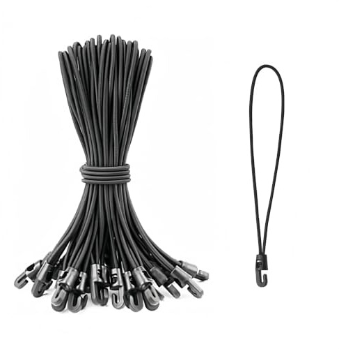 30 Pcs 10 Inch Small Bungee Cords with Hooks 25cm Small Bungees with Hooks | Short Bungee Straps Black Bungee Cords Elastic Hooks Bungees for Tarpaulin Camping Tarp Tents Canopy Garden and Fixings