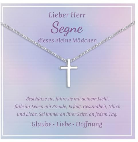 Chaîne en forme de croix pour enfant, cadeau de première communion, en argent 925, avec pendentif en forme de croix, chaîne en argent sterling 925, pour confirmation, naissance, première communion