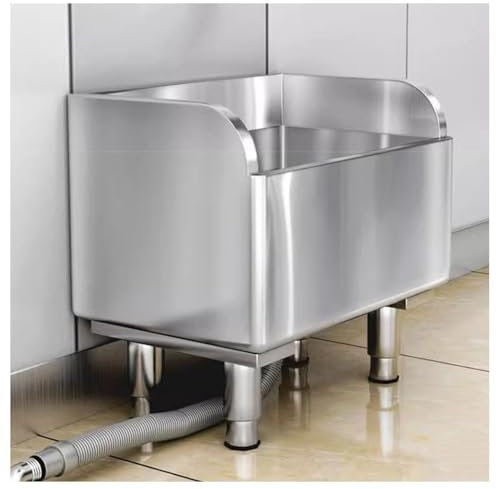 KUOYTT Évier de Service en Acier Inoxydable avec crépine, évier de Sol pour Cuisines commerciales, Restaurants et garages, argenté 60 x 41 x 60 cm