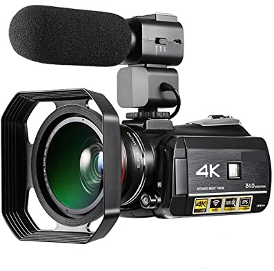 AUBEST Caméra Vidéo, Caméra VLog de caméscope numérique 4K for vidéo Ac3 IR Enregistreur de caméras Professionnelles de Vision Nocturne avec Microphone