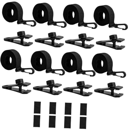 LOVIVER 8x Pool Solar Cover Reel Attachment Kit Reel Straps 8 Clips and Touch Fasteners with Hooks Solar Cover Straps Accessories
