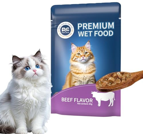 Nassfutter für Katzen, Huhn & Rind Geschmack, mit Taurin & Vitaminen, Getreidefrei, 85g (1 Pack * 85g, Rind)