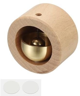 PATIKIL Timbre magnético para colgar en la puerta de Shopkeepers, campanilla de madera, autoadhesivo, para abrir puertas, negocios, al entrar en la decoración del refrigerador, beige, mini redondo