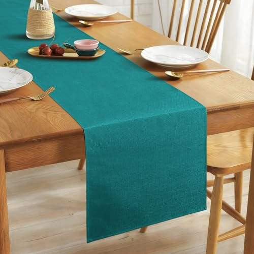 Alaoo Runner Tavola Moderno, 40*180cm Runner da tavola Impermeabile, Blu | Aspetto Lino, Decorazione d'interni del Tavolo da Pranzo della Cucina, Decorazioni per Le Feste