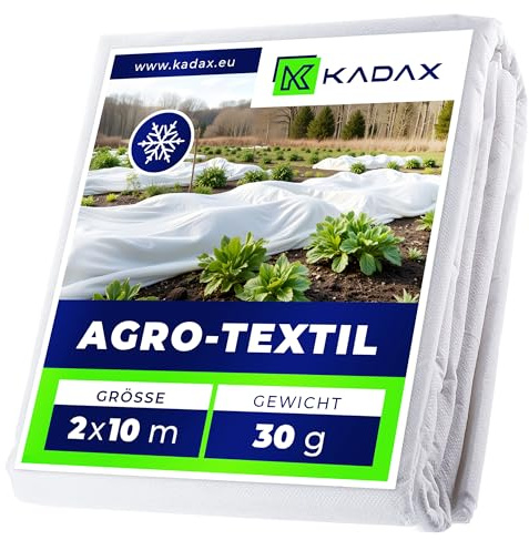 KADAX Wintervlies 2 x 10 m, 30 g/m², Frostschutz Vlies für Pflanzen, Gartenvlies zum Pflanzenschutz gegen Frost und Wind, Pflanzenvlies, Winterschutz