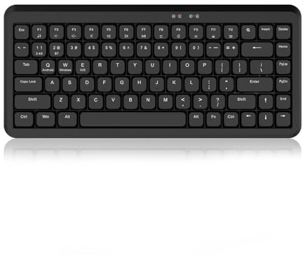 YUEHISY Tastiera Wireless, Tastiera Meccanica Silenziosa 2.4G Compatta Al 75% a 84 Tasti con Design a Forbice, 12 Scorciatoie Multimediali, per PC Desktop (BLACK)