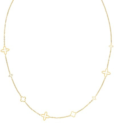 DIAMOND MODE Kleeblatt Halskette Damen Gold - Schmuck 18K Gelbgold vergoldet, Chirurgenstahl 316L, Fancy Clover Kette, 45cm + 5cm Verlängerung, Wasserfest, Geschenk, Blumen