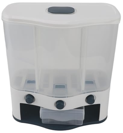 RASTKY Contenedor de Cereales Montado en la Pared Dispensador de Almacenamiento de Granos Resistente Al Polvo con Compartimentos Divididos 6 Kg para una Organización Eficiente de la Cocina (azul