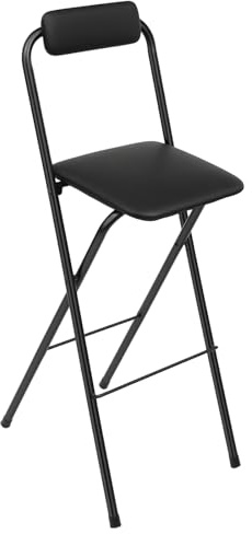 TFGXUE Set di 2 sgabelli da bar pieghevoli, 105 cm, sgabello da bar con schienale, pieghevole, per bar e bancone, portata 125 kg, colore: nero