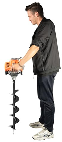 Chelngveo Jordborrbensin, 71cc bensin, jordborr, jordhålsborr med 2-taktsmotor, luftkyld jordborr för stakettillverkning, trädgård och fundament, centrifugalkoppling, ergonomisk