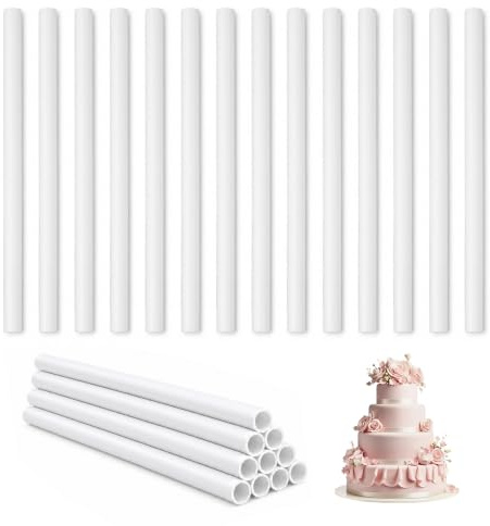 HMCEY 24 pezzi Pioli per Torte A Piani 1.2 X 30 CM,Supporto per Torte in Plastica, Bastoncini per Torta,Tasselli per Torta Riutilizzabili,Aste di Supporto Torta Più Piani per Compleanni, Matrimoni