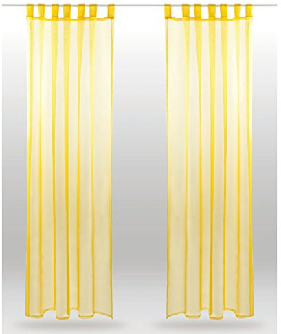 Bestlivings Schlaufenschal Noella, transparenter Dekoschal Voile b 140x l 245 cm 2er Pack, Wohnaccessoire in vielen erhältlich (gelb - lemongelb/ohne Raffhalter)