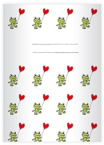Kartenkaufrausch 1 Lustiges Frosch DIN A4 Schulheft, Schreibhefte mit Herz auf weiß Lineatur 20 (blanko Heft)